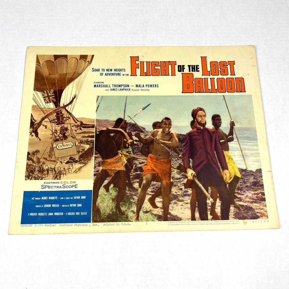 Flight Of The Lost Balloon 1961 Lobby‎ Card Movie Poster Mala Powers Jules Verne